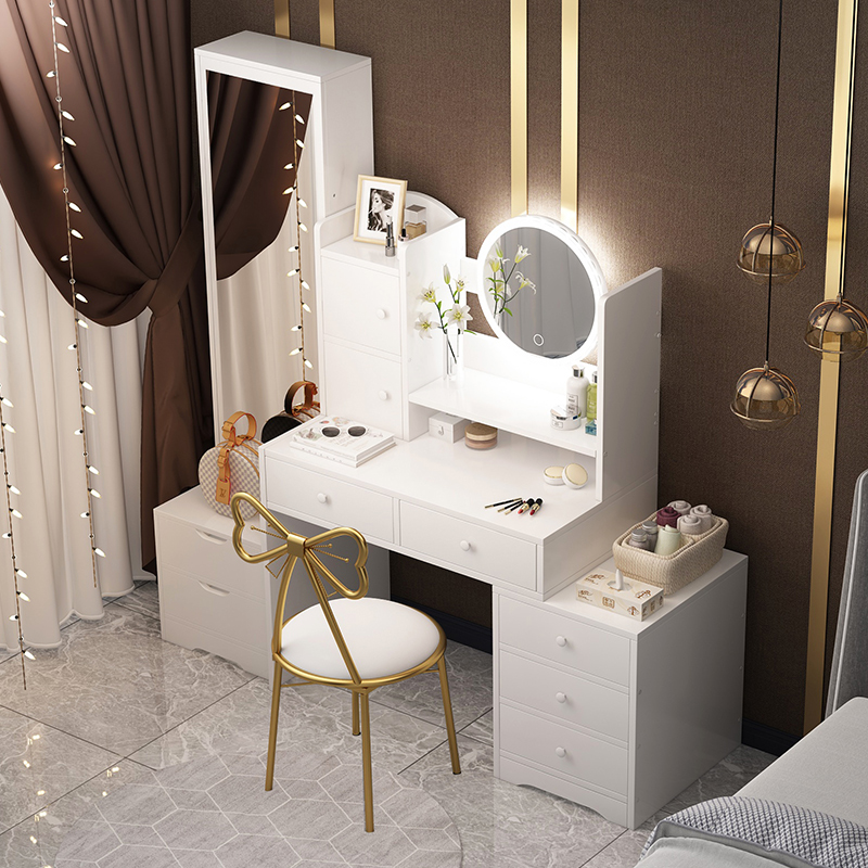 Makeup Desk Bedrooms Modern minimalist Nordic Light Luxurious Mesh Red Ins Wind Full-body Mirror Makeup Table Integrated Containing Cabinet