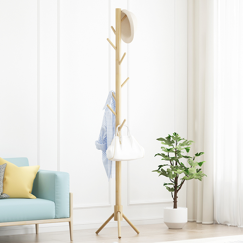 Nordic solid wood hanger on floor minimalist modern bedroom hanging hanger Home clothes hat rack Easy hanging bag rack Economy Type