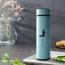 (Can be lettered) 304 stainless steel thermos cup with filter Male and female student cup tea cup ins couple cup