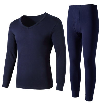 男薄款圆领纯棉保暖内衣套装