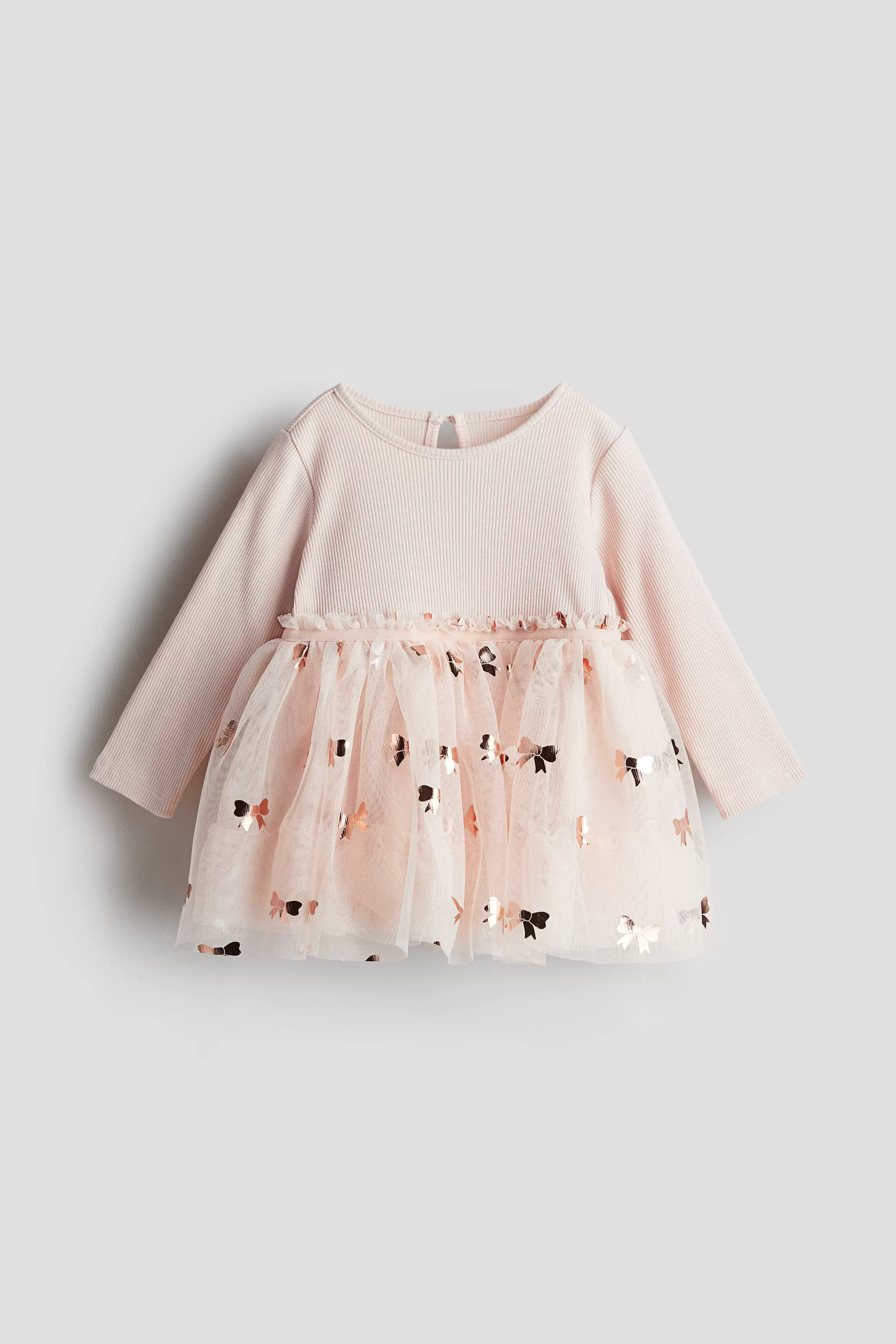 Национальное агентство по закупкам детской одежды H&M для маленьких девочек и малышей, вязаная хлопковая тюлевая длинно рукавная платье-платье 1210558