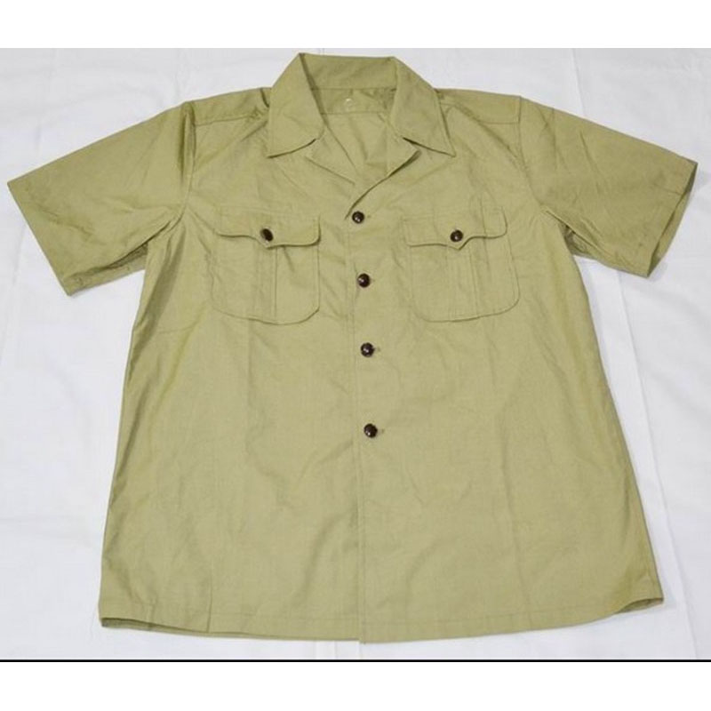 Vintage 85-style short-sleeved shirt 65-style bakelite button cotton shirt Classic Collector's edition shirt New