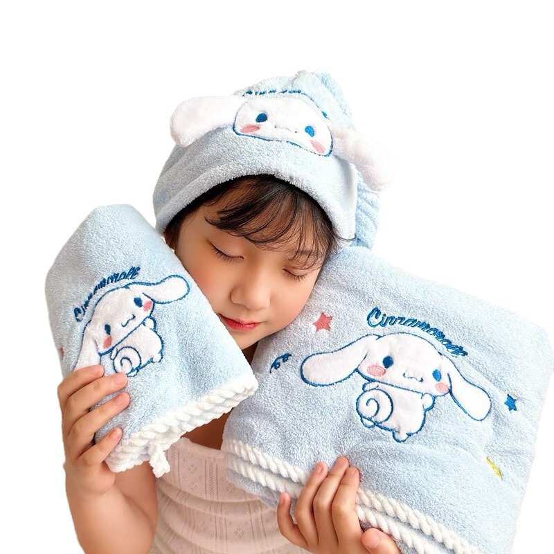 Cartoon Kuromi Melody Pudding Dog Towel Hair Drying Cap Bath Towel Set Quick-Drying and Water-Absorbent Children's Bath Set Cartoon Kuromi Melody Pudding Dog Towel Hair Drying Cap Bath Towel Set Quick-Drying and Water-Absorbent Children's Bath Set