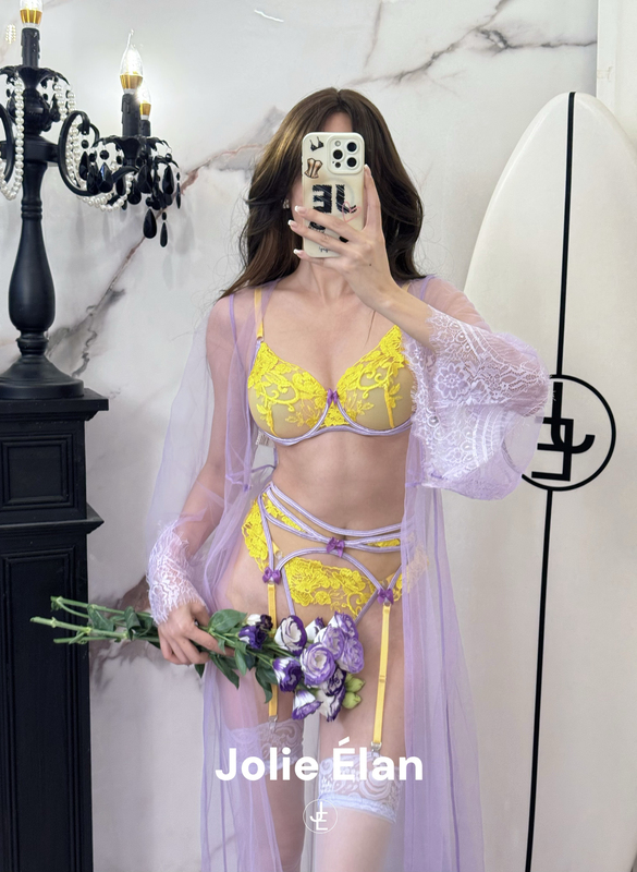 Jolieelan·Hot Midsummer·French Lace Embroidered Strap Sexy Sheer High-End Lingerie Set