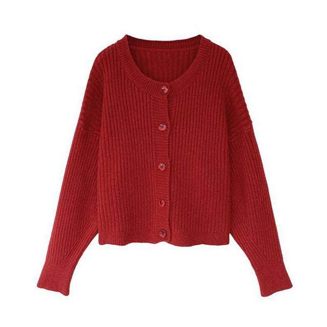 ເສື້ອຢືດ cardigan ສັ້ນ knitted round neck ອ່ອນໆ ແລະ waxy ສໍາລັບແມ່ຍິງ 2022 ລະດູໃບໄມ້ປົ່ງແລະດູໃບໄມ້ລົ່ນແບບໃຫມ່ ເສື້ອຢືດ woolen ແບບວ່າງ lazy