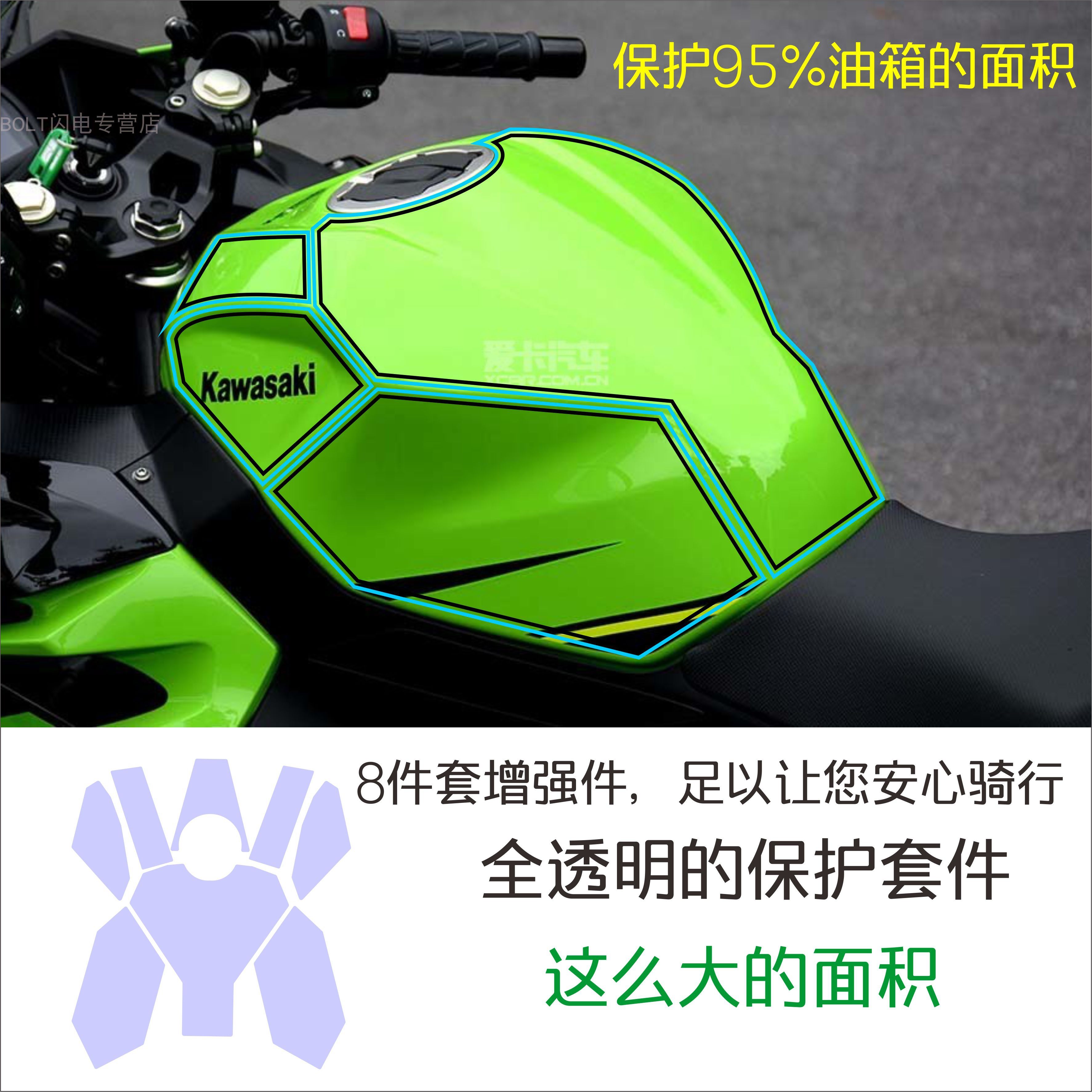 Suitable for Kawasaki motorcycle ninja ninja400 modified fuel tank stickers non-slip stickers fishbone stickers body car sticker film