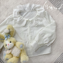 (Cream Heart) Original Lolita with round neck lace daily long-sleeved Lolita shirt with all matches to keep warm jk