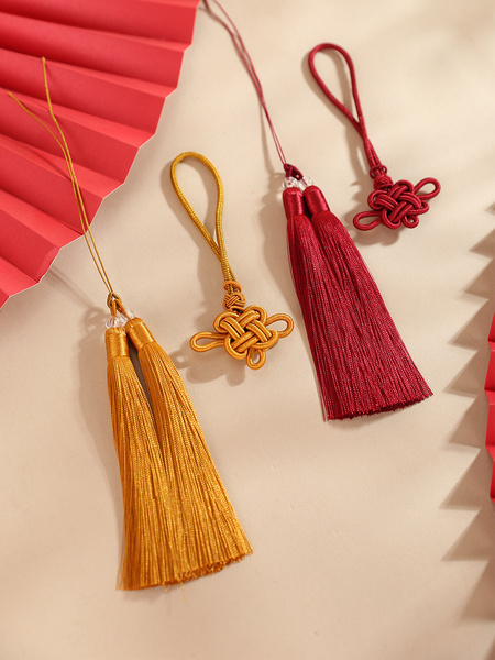 Chinese Knot Two-Color Tassel Fringe Handmade DIY Accessory Clothing Lantern Decoration Hanging Tassel Car Pendant