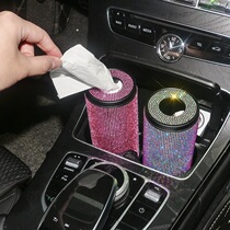 Car-studded tissue box creative personality drawing barrel car multifunctional round tissue towel car interior supplies