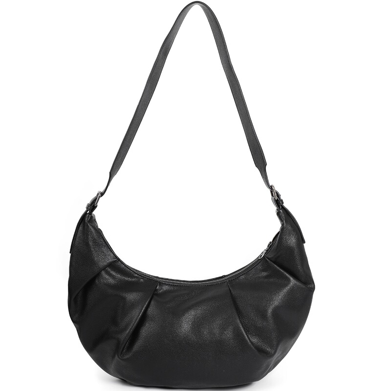 Cgyyds25 First-Layer Grain Leather Stereo Pleated Croissant Bag Ultra Original Design Ykk Zipper Cgyyds25 First-Layer Grain Leather Stereo Pleated Croissant Bag Ultra Original Design Ykk Zipper