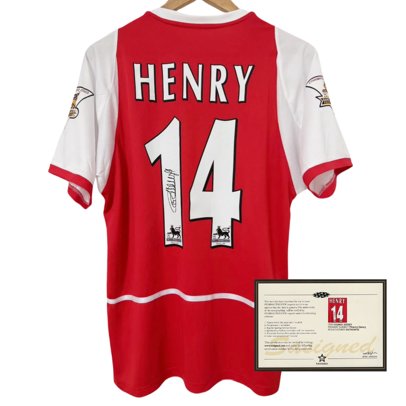 02-03 Season Retro Henry Home Jersey Signed by the Player Soccer Jersey 02-03 Season Retro Henry Home Jersey Signed by the Player Soccer Jersey