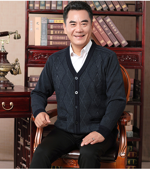 Cha trung niên nam cộng với áo len nhung dày cộng với phân bón để tăng áo khoác cho ông già mùa thu và áo len mùa đông - Cực lớn quần âu