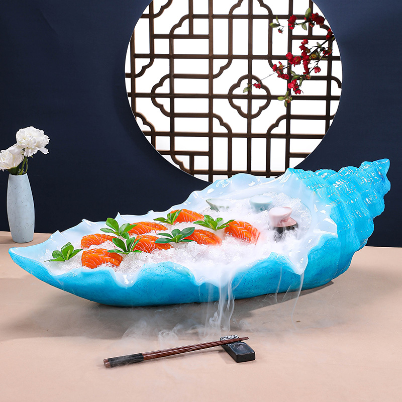 Resin conch sashimi ice plate salmon seafood special platter high-end creative personality plate artistic conception dish tableware