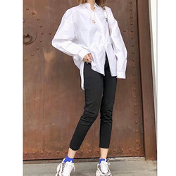 European Station Nine-Point Pants 2024 Spring and Summer New Slit Ultra-Thin Mask Pants Paper Leather Pants Pencil Pants Small Foot Pants Women's Pants