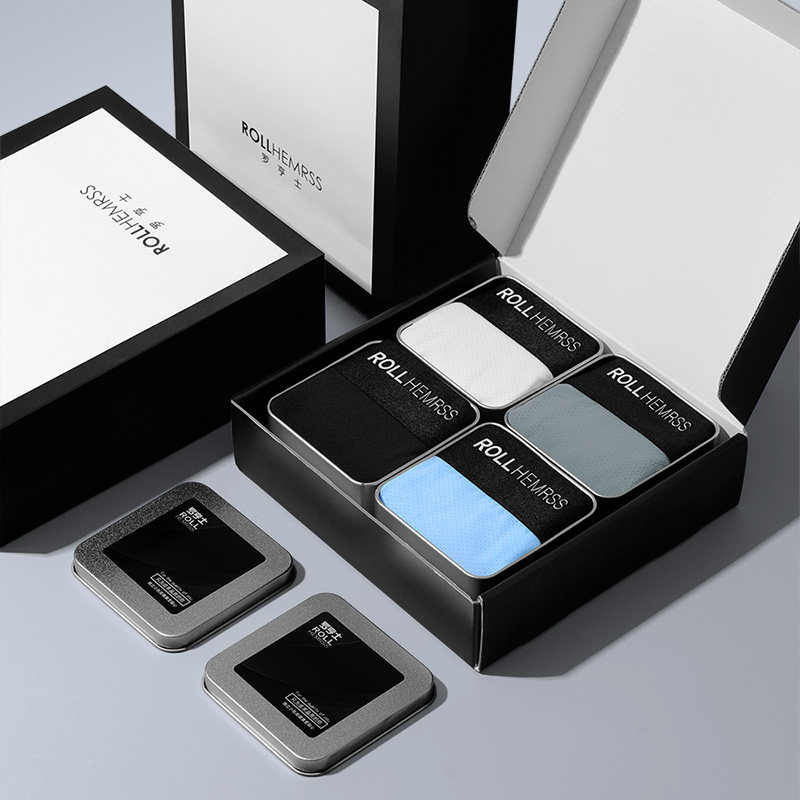 Rollershrs Rohens Men's Ice Silk Men's Four Corner Pants Breathable Thin Mesh Four-corner Summer Shorts Head