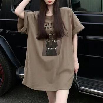 Fat mm plus size ເສື້ອຍືດຍາວກາງຂອງແມ່ຍິງ