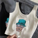 Осенний костюм, трикотажная белая короткая черная базовая майка топ, французский стиль