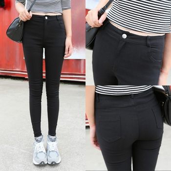 Spring and autumn thin black leggings large size stretch high waist