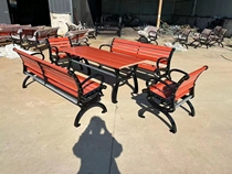 Park tables and chairs outdoor waterproof tables anti-corrosion solid wood plastic wood creative leisure conjoined combination courtyard chessboard tables and chairs