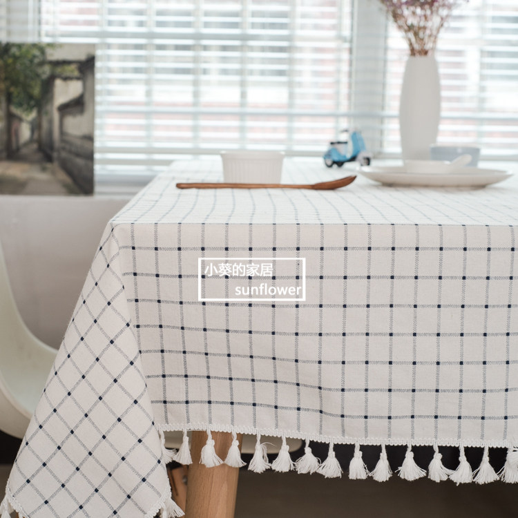 Net Red Blue and White Gcotton Hemp Cloth Art Table Cloth Flow Soda tea Bins Teen Heart-Girl Hearts-Dormitory Picnic Cloth Table Mat