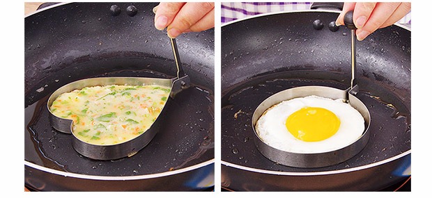 Trứng tráng inox dày omelette tạo tác tình yêu ăn sáng khuôn không dính chiên luộc trứng mô hình omelette - Tự làm khuôn nướng khuôn bánh kẹp