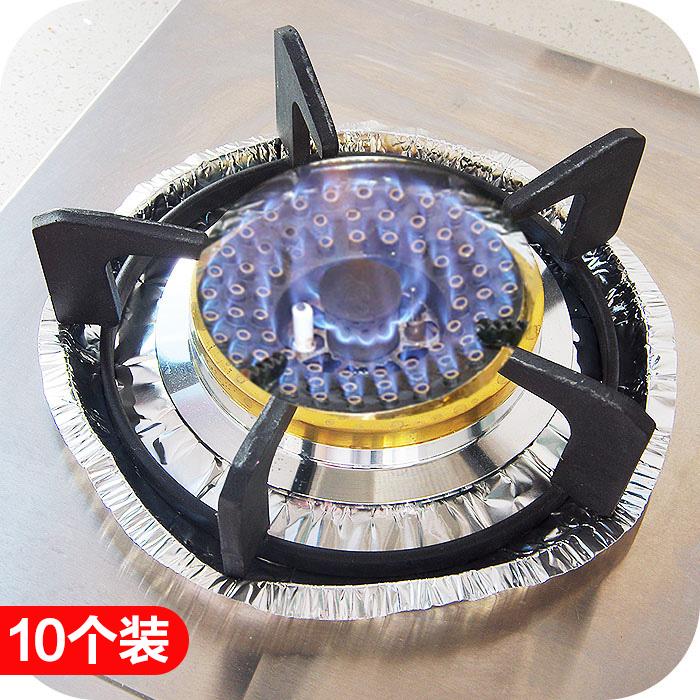 Gas stove high temperature resistant aluminum foil tin paper stove round square oil-absorbing paper oil-proof cleaning pad 10 pieces