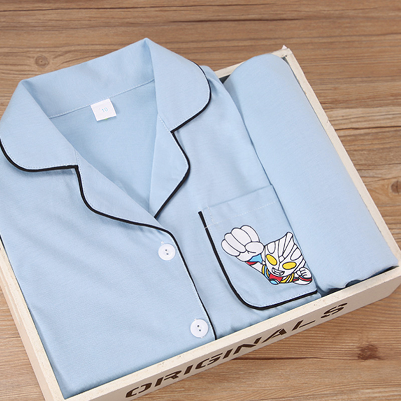 Child Pyjamas Boy Spring Fall Pure Cotton Long Sleeve Thin CUHK Scout kid cartoon kid's baby boy's home suit suit