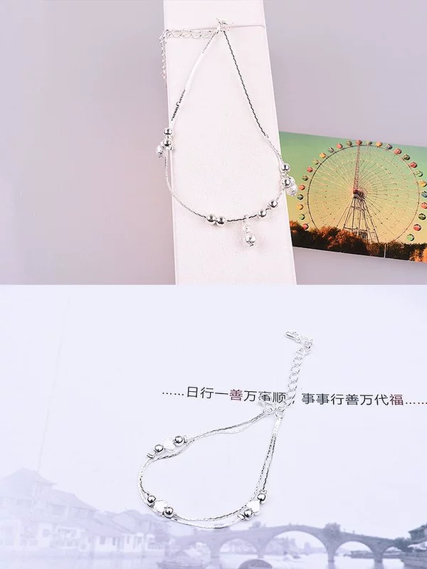 Vòng tay bạc 925 sterling nữ phiên bản Nhật Bản và Hàn Quốc của vòng tay hạt đơn giản trang sức ngọt