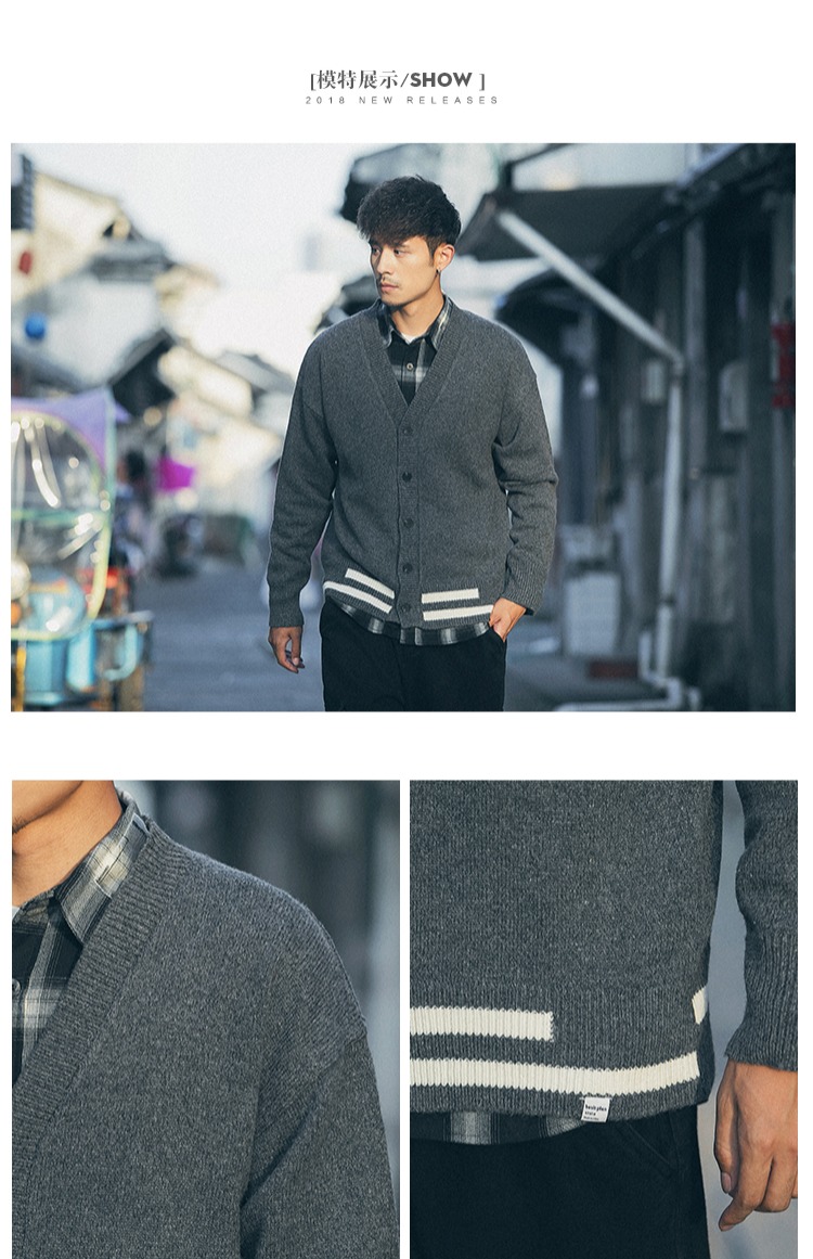 Áo len dệt kim mùa xuân và mùa thu cho nam Áo len nam Hàn Quốc Slim Trend Áo khoác nam mùa xuân 2018 Dòng áo len nam mới áo len cardigan nam