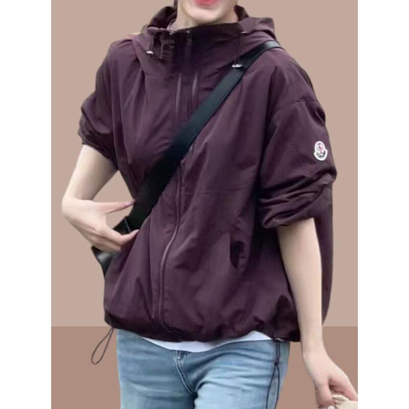 European Women's Short Jacket 2025 Spring and Autumn New Loose Hot Style Hooded Double Zipper Sporty Style