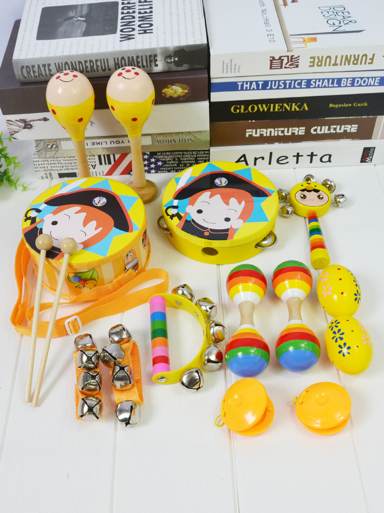 Drum instrument children's Orff beat wooden toys kindergarten teaching aids educational early education baby drum beat drum