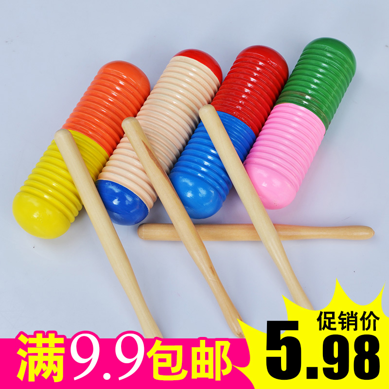 Percussion instrument wooden fish early teaches wisdom music toy wooden kindergarten children baby tapping singled barrel sandbar