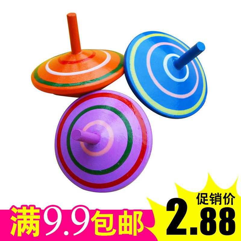 Net Child Chibei Children Wooden Tops Toy Cartoon Male Girl Kindergarten Gift Idea Colorful Little Tops