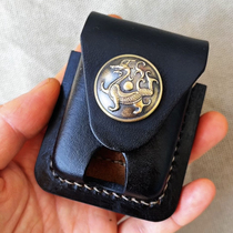 Suitable for zippo lighter leather case Zippo first layer vegetable tanned cowhide pure copper dragon buckle genuine leather handmade leather case