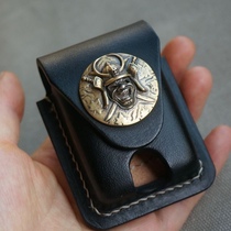 Handmade leather suitable for Zippo lighter leather cover thickened with tannic cow leather pure copper decorative buckle