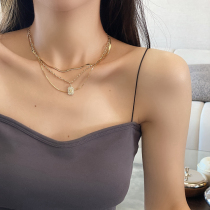 M letter necklace female niche design gold-plated gold-plated diamond light luxury versatile stack wearing high-grade necklace