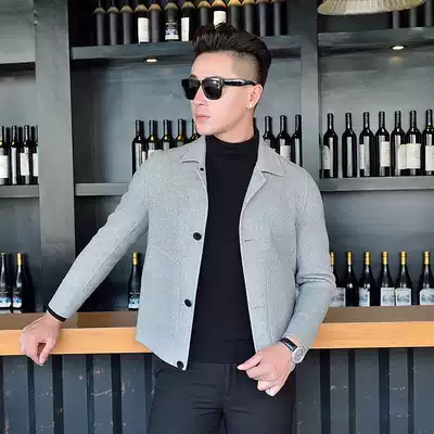 2020 new autumn and winter woolen jacket short men Korean version of coat youth wool trend jacket woolen cloth men's