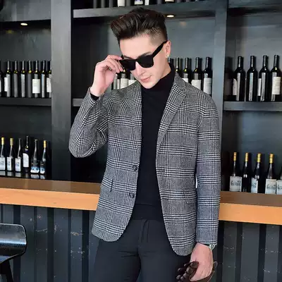 2021 new autumn and winter woolen coat men's wool short jacket Korean slim Nezi trench coat men's coat