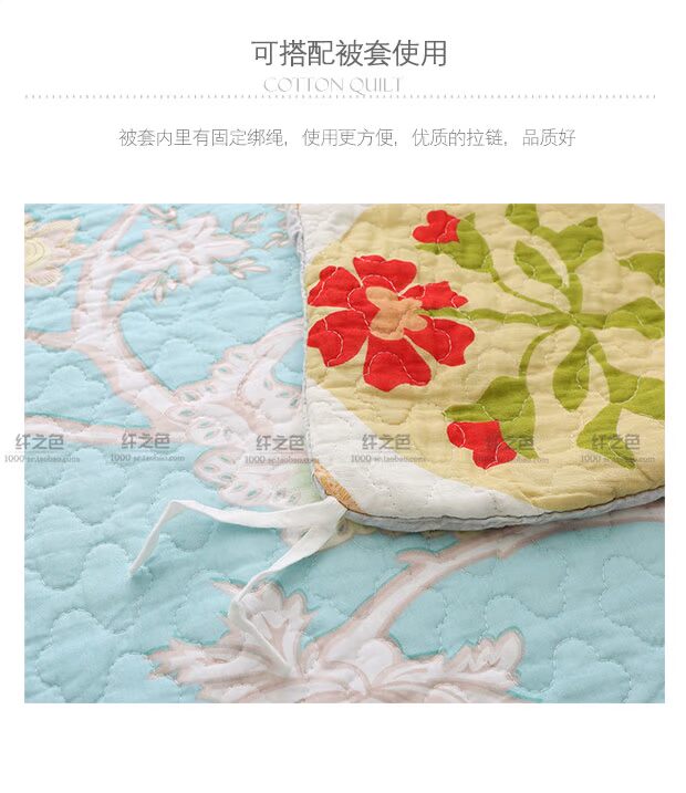 Cotton twill nhẹ quilting xanh được thiết lập bởi ba bộ chăn ga trải giường bốn bộ giường đôi sợi đơn có thể giặt được - Trải giường ga giường cưới
