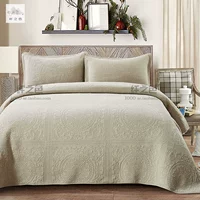 Huy hiệu retro châu Âu quilted bởi ba bộ kaki rắn màu thêu giường bìa bông mô hình trang trí phòng quilt drap giường đẹp