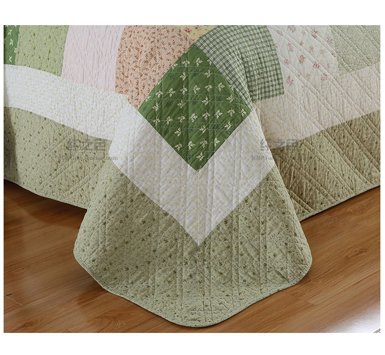 Sợi màu Hàn Quốc mục vụ quilting bởi giường đơn bao gồm ba bộ điều hòa không khí quilt mùa hè bông màu xanh lá cây bốn mảnh