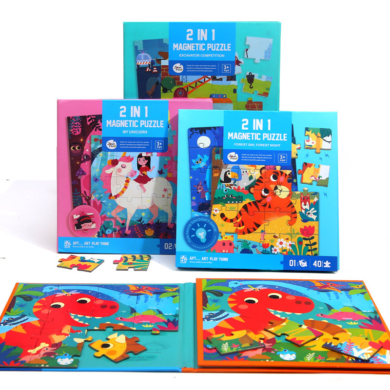 Mele Magnetic Puzzle 2-3-4 Year Old Baby Puzzle Toy 1 Boy Girl Portable Excavator Early Teach Pintu