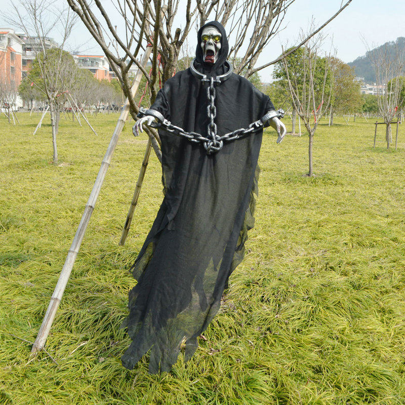 Halloween Halloween House decorated props hanging housebar KTV horror glowing electric handcuffs prisoner ghost