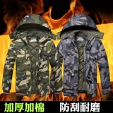 Демисезонный флисовый комплект для работы, хлопковая износостойкая камуфляжная куртка