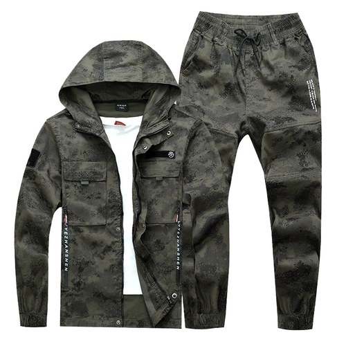 Камуфляжный эластичный хлопковый износостойкий комплект, осенний комбинезон для отдыха, защита от ожогов