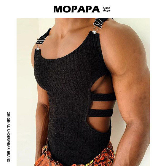 
MOPAPA top Original sexy sports European and American stretch waist slim body jacket trendy fashion personality vest