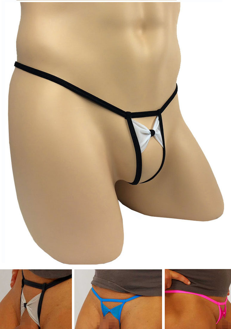 Ou Single Men's Sexy Low-waisted Bow Thong Mini Hollow T Pants Strings New Temptation Panties