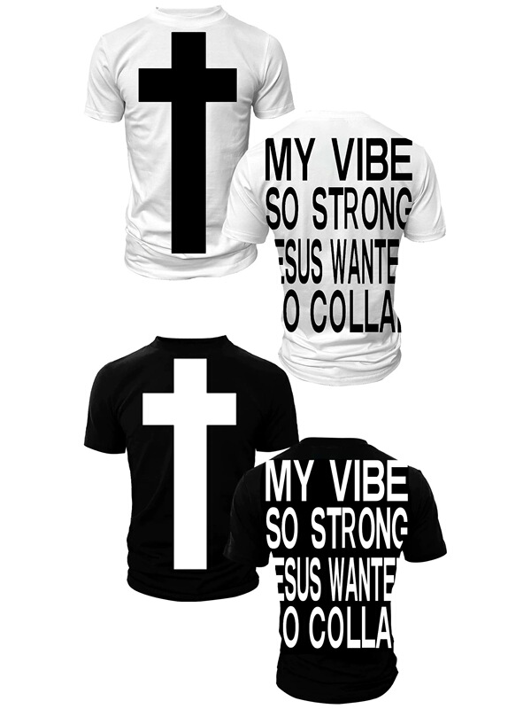 Opium Playsongs Cross-Printed "Js Surrender" Slogan Logo Slim-Fit Short-Sleeved T-Shirt Tee