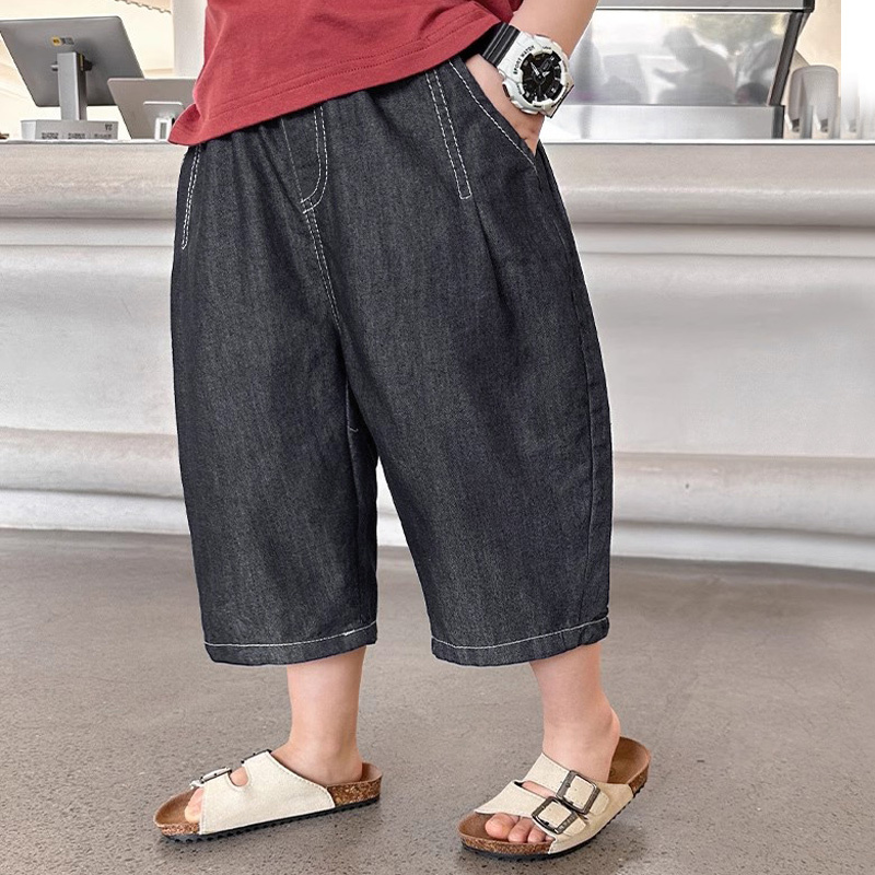 Children's Clothing Boys' Shorts, Medium and Large Size, Plus-Size Jeans, Capri Pants, Cropped Pants, Summer Style, Cotton, Loose, Straight-Leg, Soft and Thin Children's Clothing Boys' Shorts, Medium and Large Size, Plus-Size Jeans, Capri Pants, Cropped Pants, Summer Style, Cotton, Loose, Straight-Leg, Soft and Thin