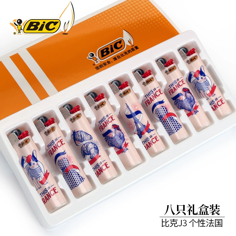 Pháp bic bic thương hiệu 8 món quà đóng hộp đá mài dùng một lần sáng tạo cá tính đá lửa ròng rọc nhẹ hơn - Bật lửa